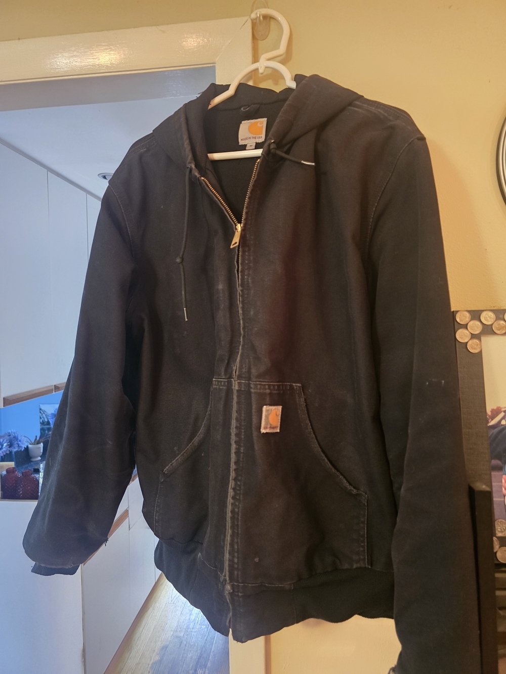 Carhartt Men's Hooded Jacket in Black Size M